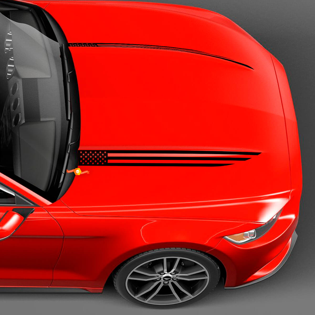 HOOD COWL SPEAR STRIPES US US VLAG VOOR FORD MUSTANG
