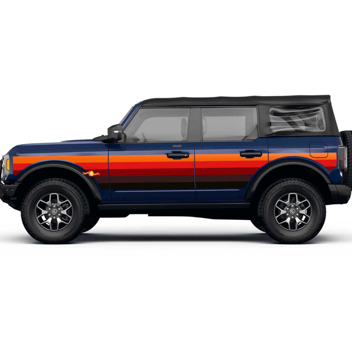 Paar zijkant zonsondergangstrepen vinylstickers stickers voor Ford Bronco
