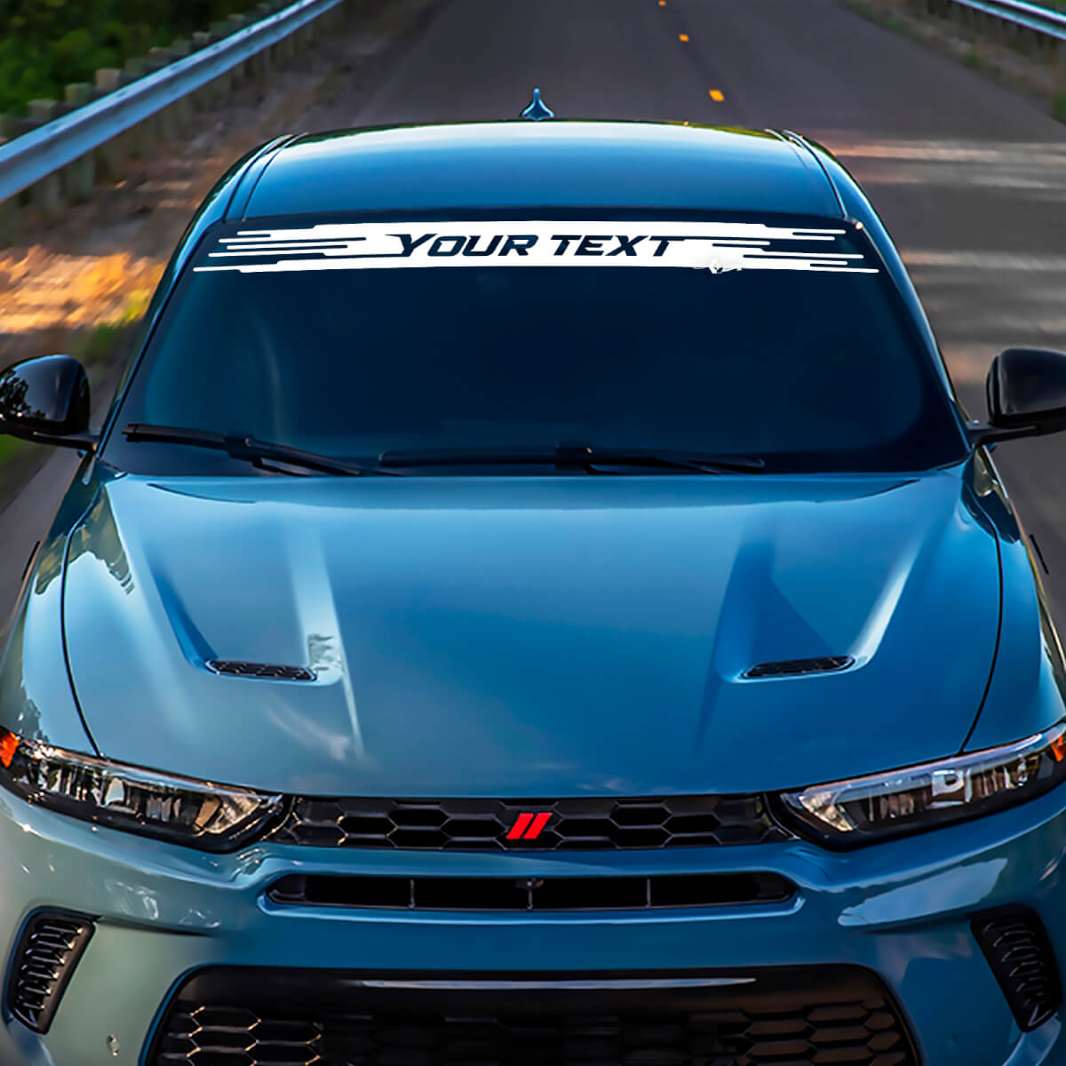 Aangepaste Letters Met Gescheurde Randen Voorruit Vinyl Decal Voor Dodge Hornet