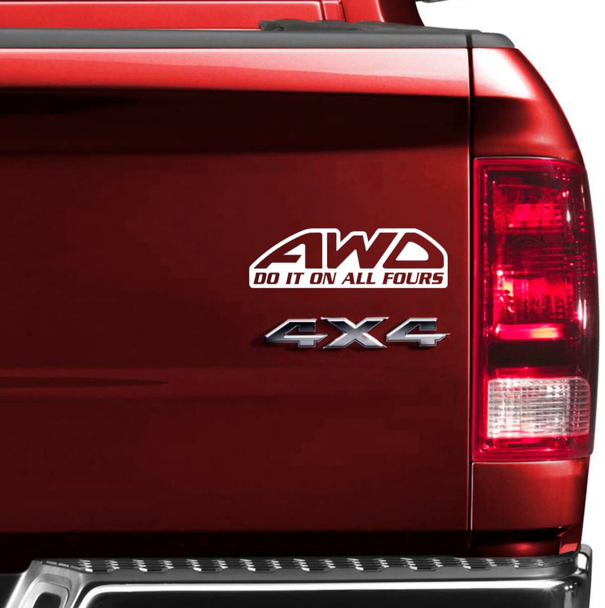 AWD Doe Het Op Alle Vieren Achterzijde Vinyl Sticker Set Voor Truck