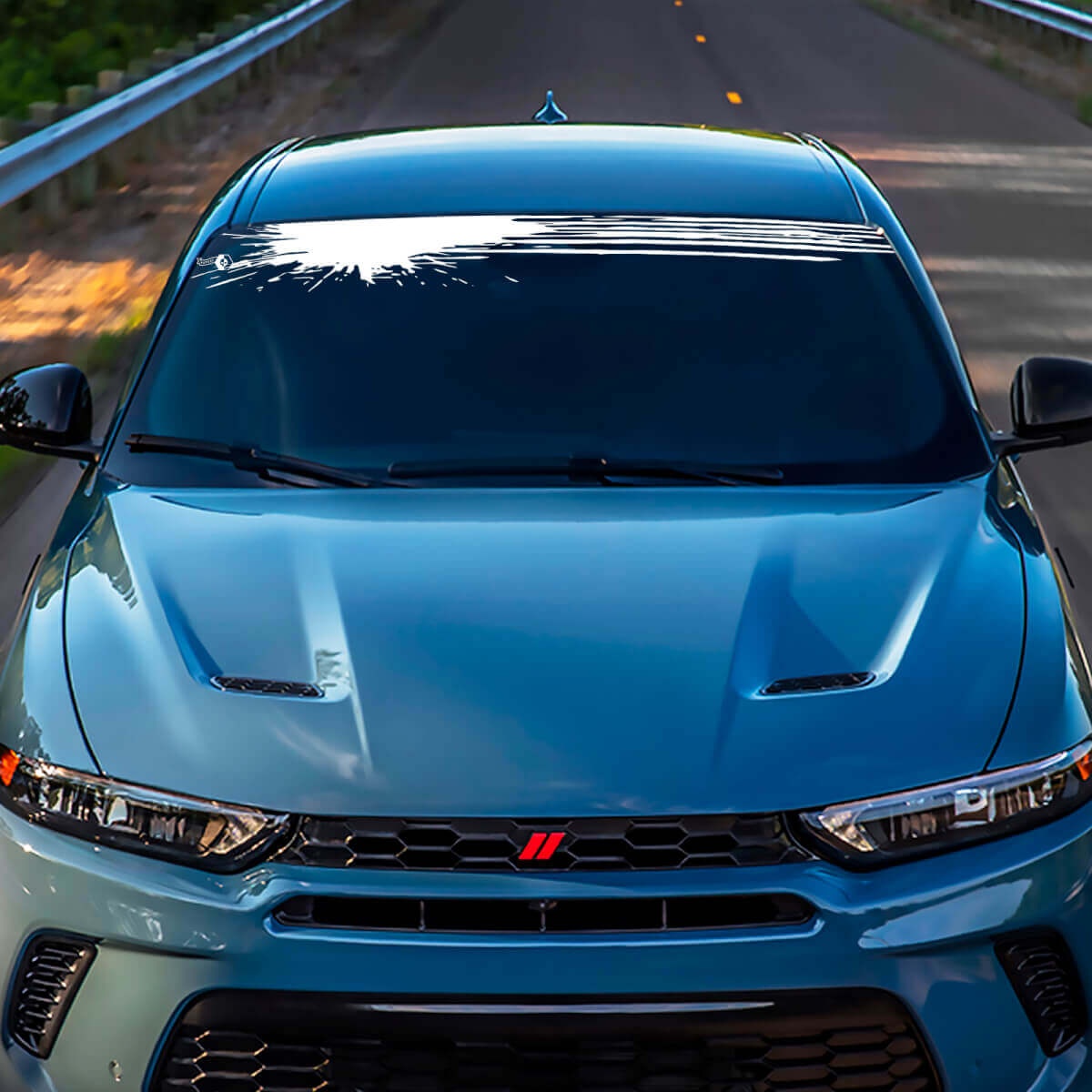 Blot voorruit streep banner sticker sticker - aangepaste vinylgraphics passen om horzel te ontwijken
