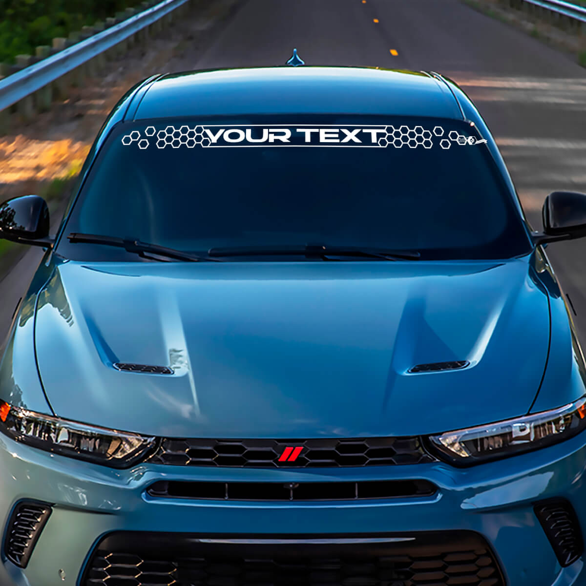 Aangepaste Lettering Honeycomb Stijl Voorruit Vinyl Decal voor Dodge Hornet