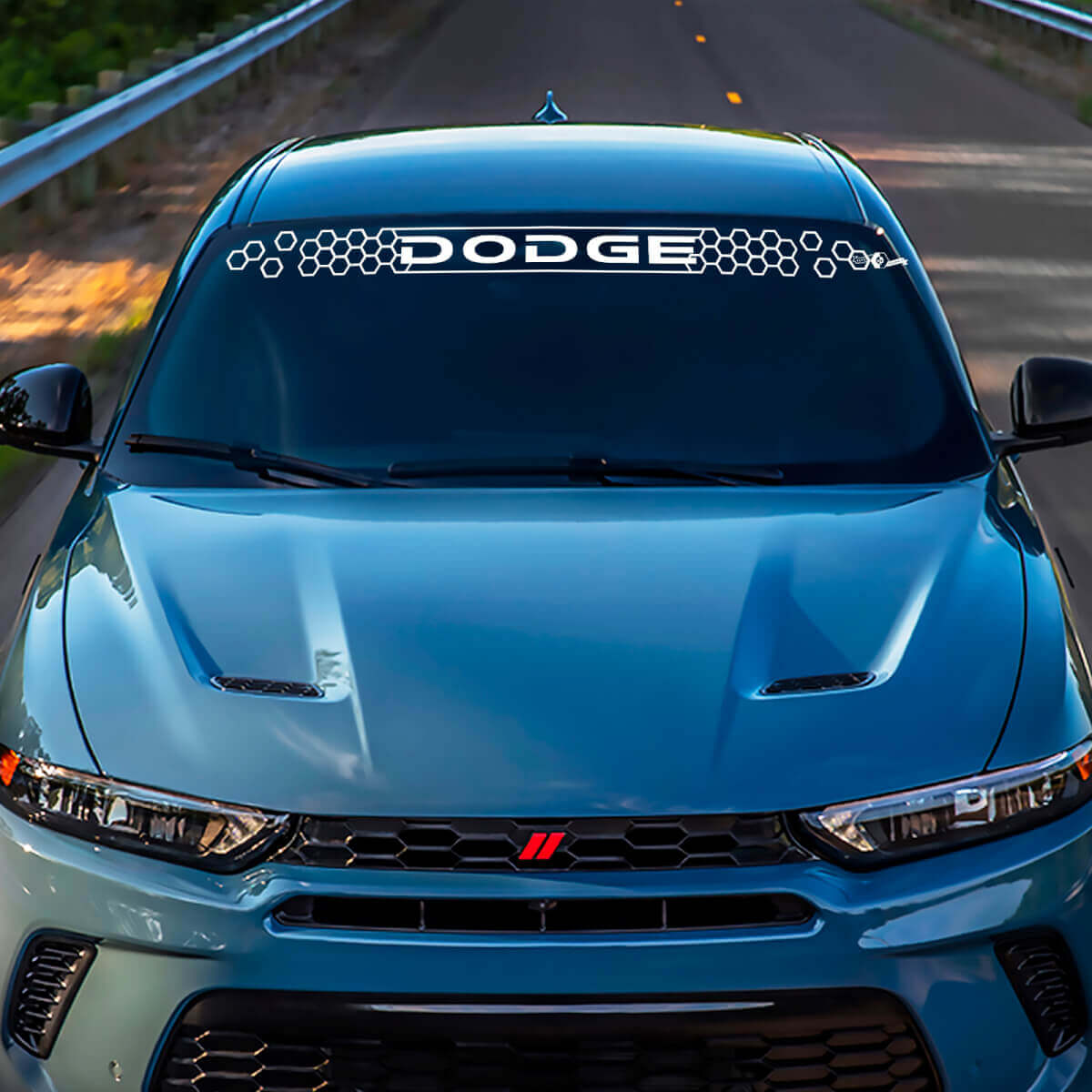 WINDSHIELD Honeycomb Banner Decal Sticker - Aangepaste vinylafbeeldingen passen bij Dodge Hornet
