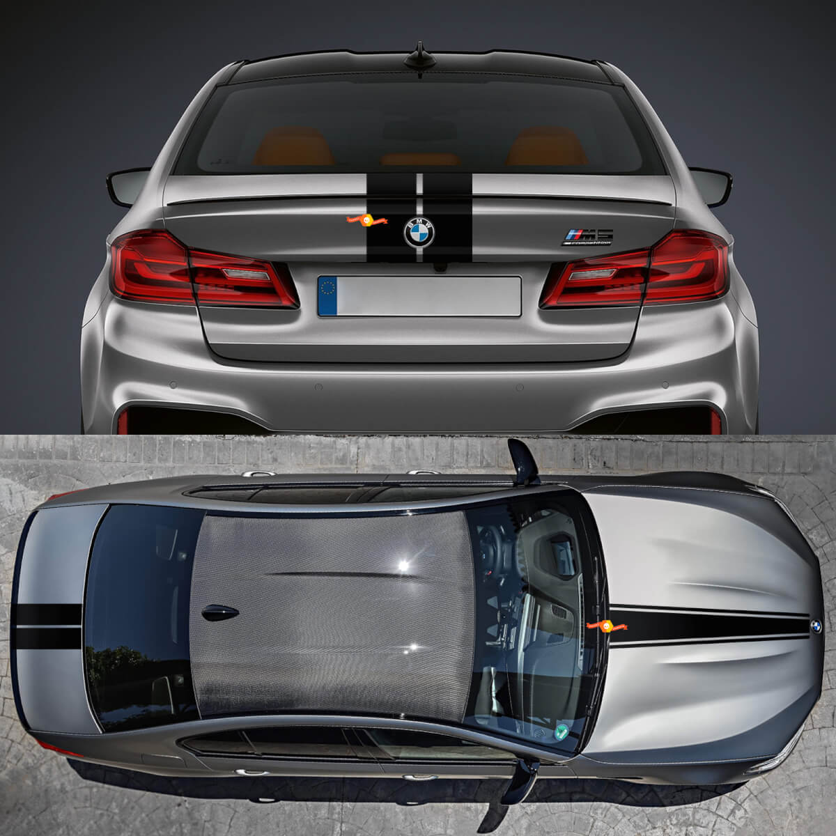 Hood en Trunk Racing Dual Stripes Decal Sticker Kit voor BMW M5
