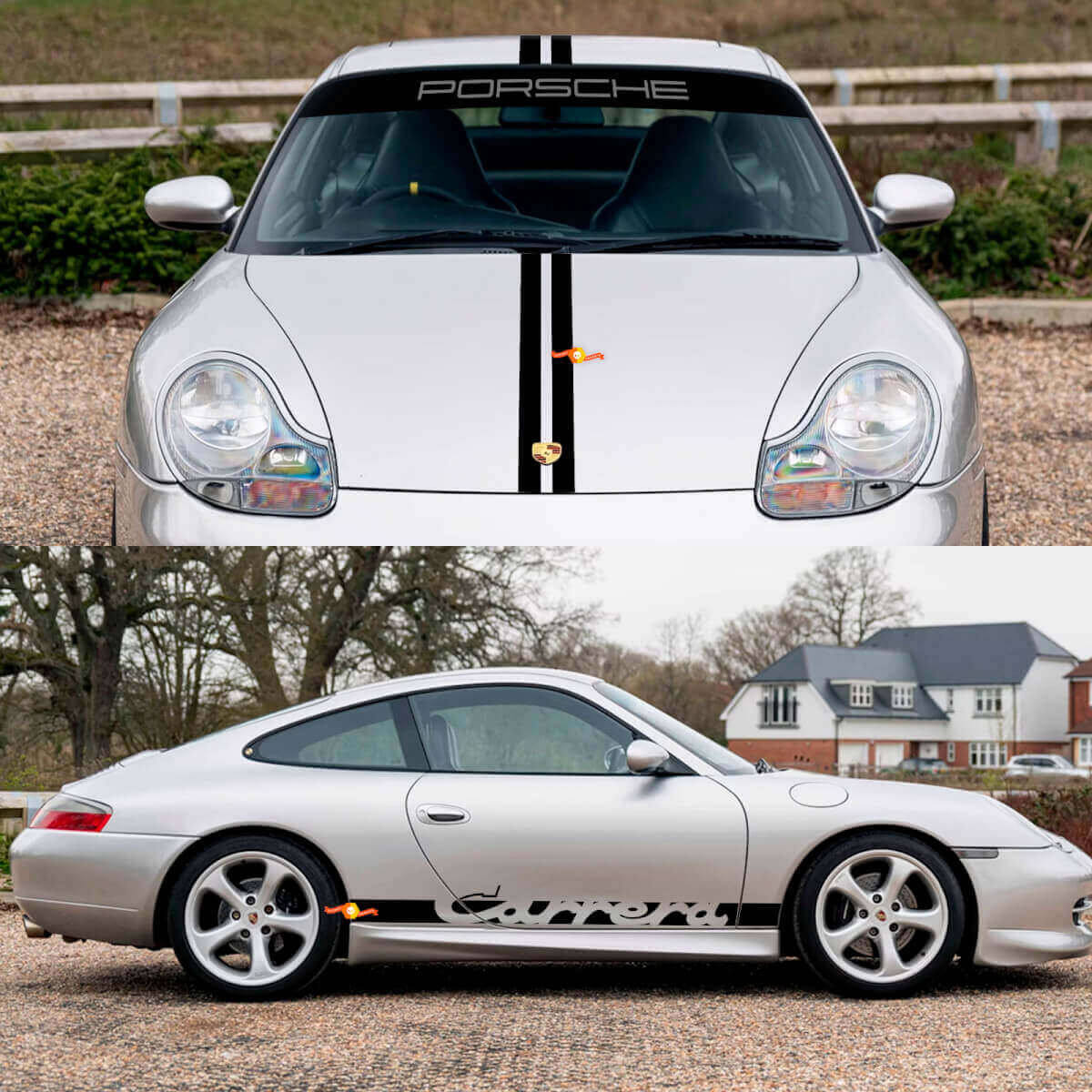 Carrera Strepen Retro Motorkap Zijruit Decal Sticker Kit Voor Porsche 911