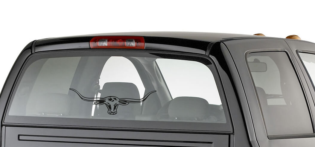 Grote Longhorn Stierenhoorns Achterruitsticker voor Auto Vrachtwagen