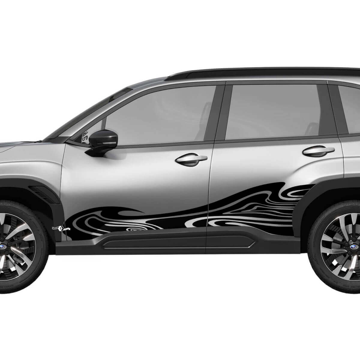 Zijdeuren Wave Racing Stripes Vinyl Sticker - Grafische Sticker universele pasvorm Suba Forester 1
