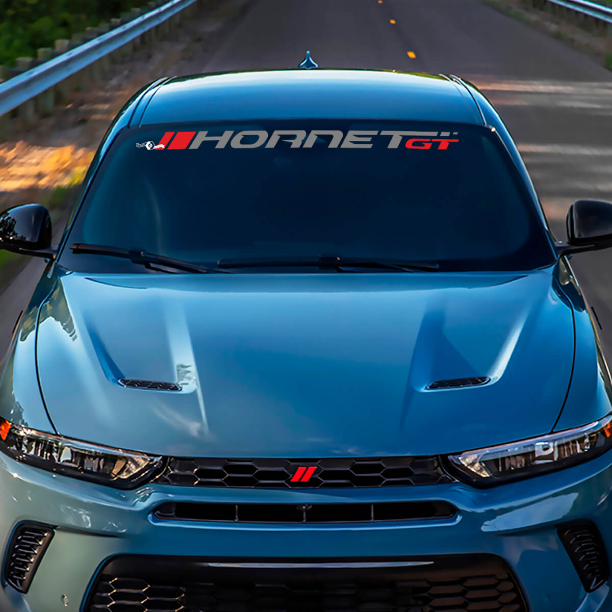 Voorruitbanner sticker sticker vinyl grafische afbeeldingen geschikt om GT Hornet hash te ontwijken
