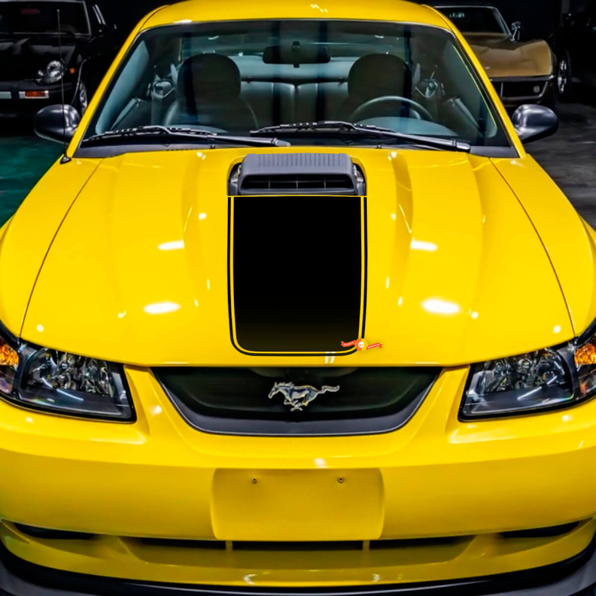 Motorkap Vinyl Decal Sticker 2 voor Musclecar Musclecarmodel Mach 1