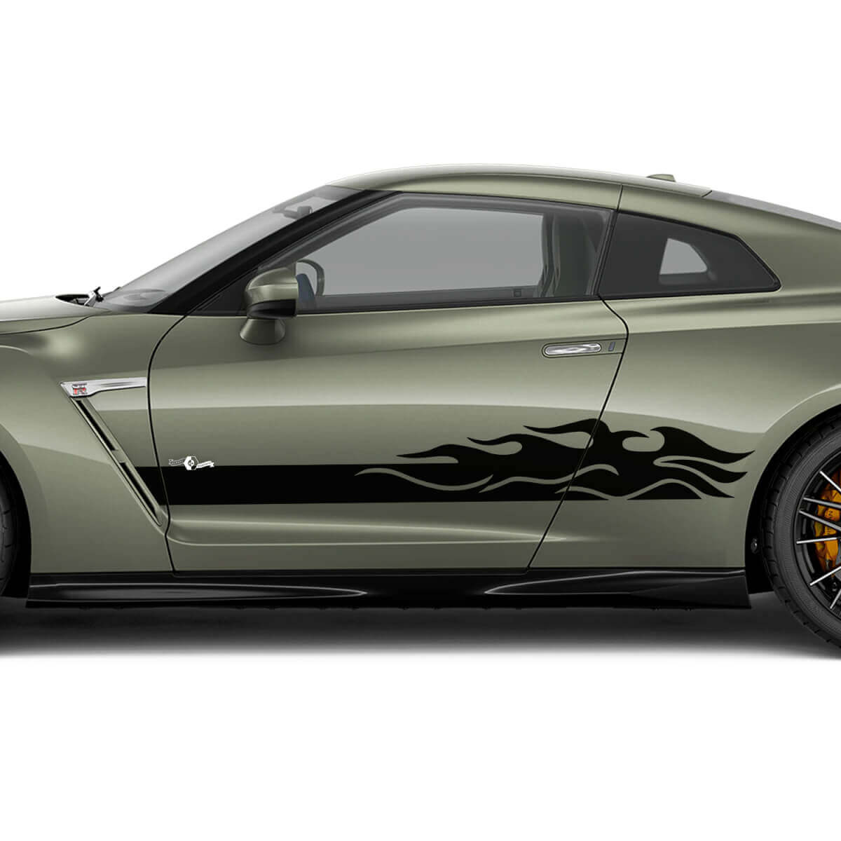 Zijdeuren Vlammen Strepen Decal Set voor Nissan GT-R
