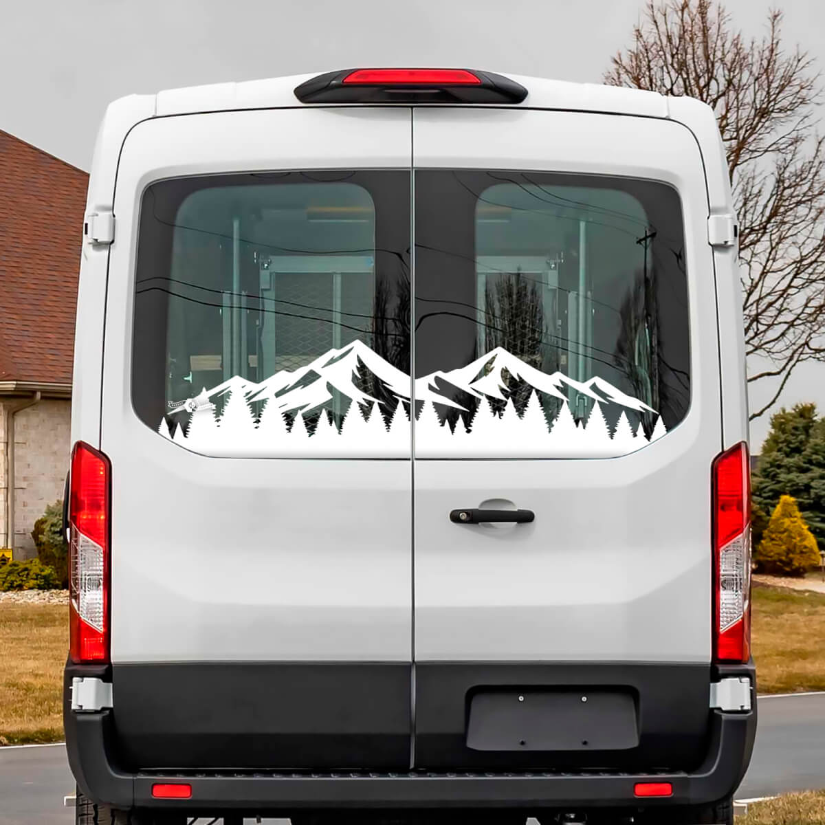 Ford Transit achterruit bergen bos vinyl sticker sticker
