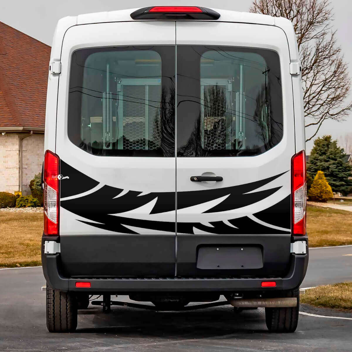 Abstracte Grafische Vinyl Decal Sticker Achterdeuren 3 voor Musclecar Transit