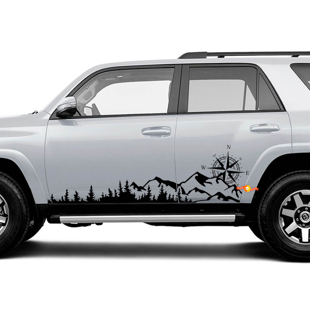 Zijbomen bergen en kompaszijde vinylsticker sticker geschikt voor Toyota 4Runner Tacoma Tundra
