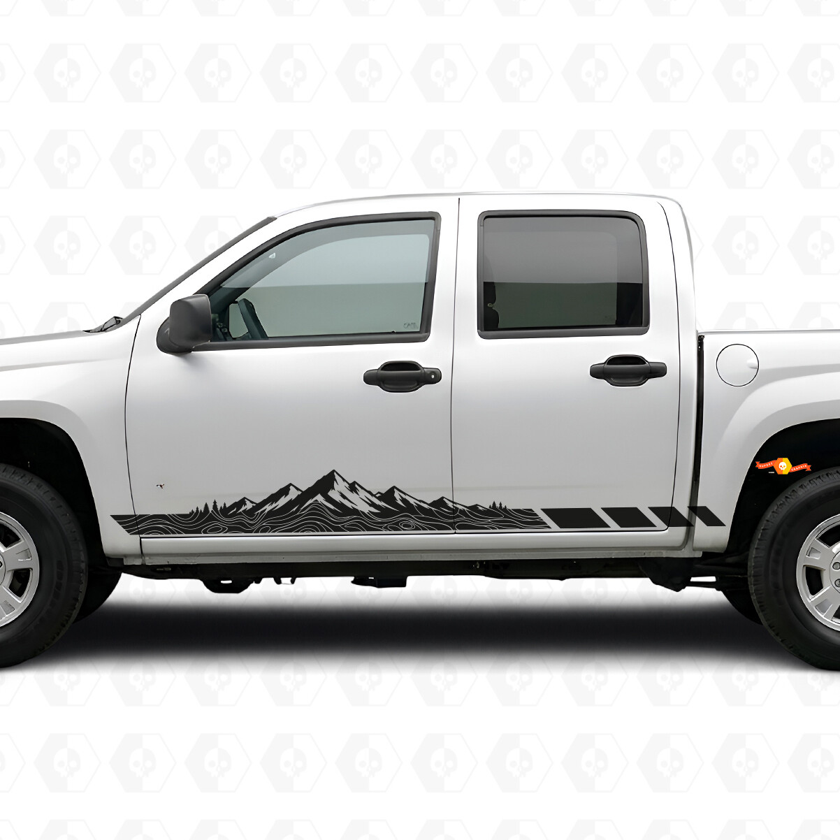 Bergtopografische Deur- en Rocker Panel Vinyl Strepen voor Chevrolet Colorado 1e Generatie 2004-2012