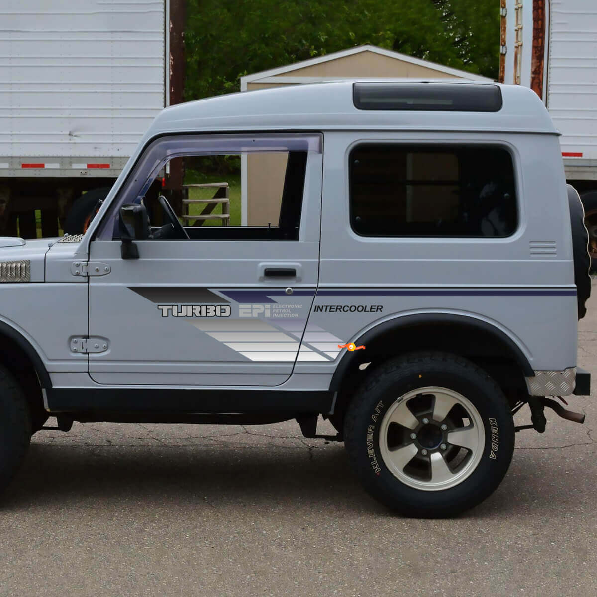 Suzuki Jimny Turbo Epi Intercooler Vintage Retro Stripes Deuren Decal Sticker Graphics
