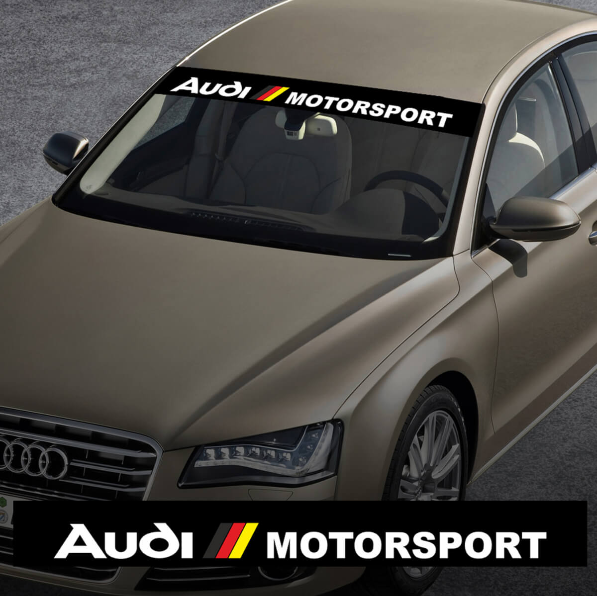 Vinylstickers Grafische stickers Windscherm Audi Motorsport Sunstrip Racing
