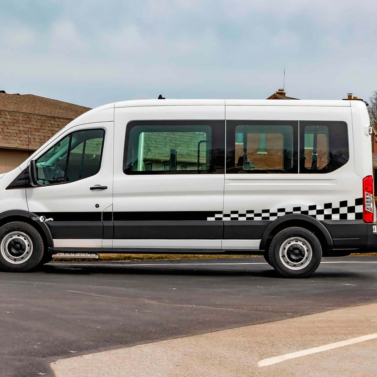 Musclecar Transit Geroolde vlaggenstrepen Zij deuren Afbeeldingen Vinyl Decal Sticker
