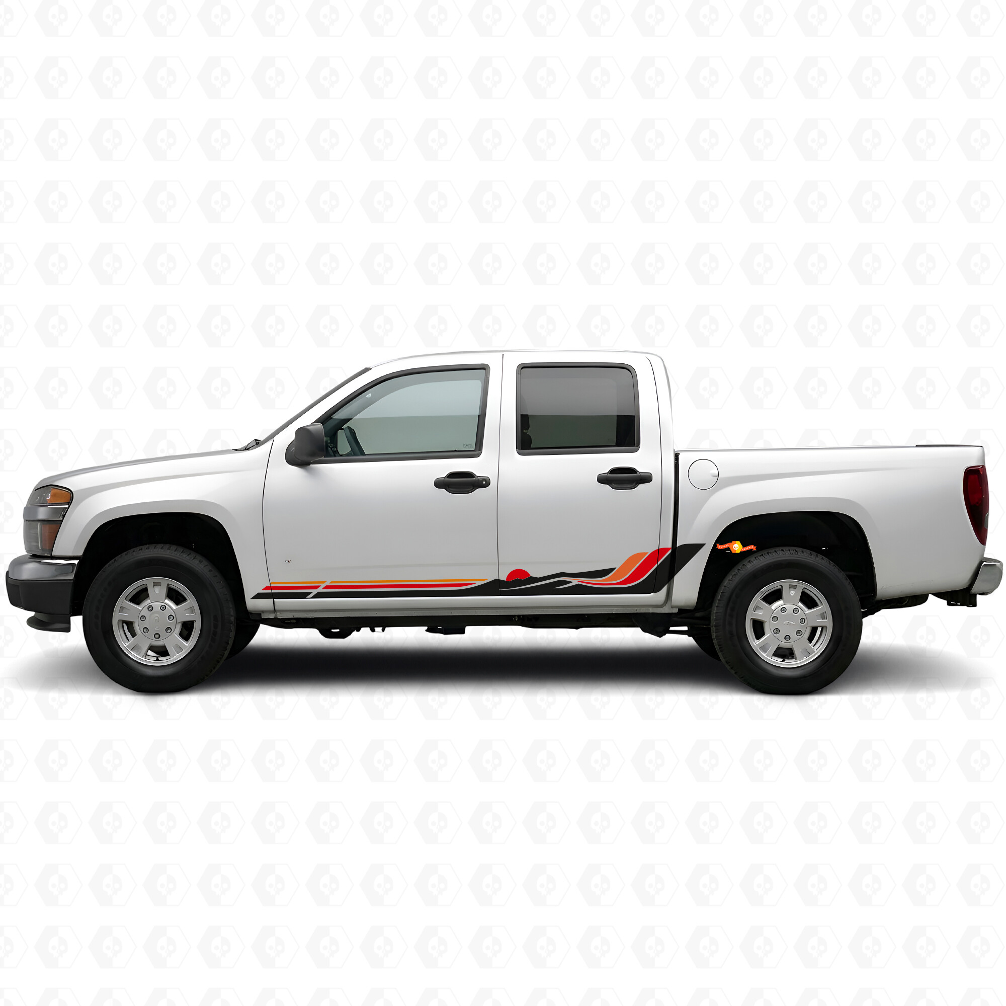 Retro Mountain Wave Deur- en Rocker Panel Vinyl Strepen voor Chevrolet Colorado 1e Generatie 2004-2012
