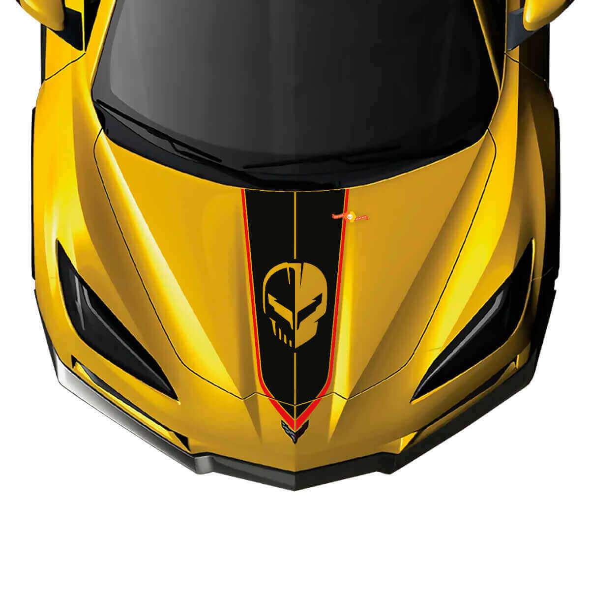 Jake Skull Hood Stripe Vinyl Sticker Voor Chevy Corvette C8
