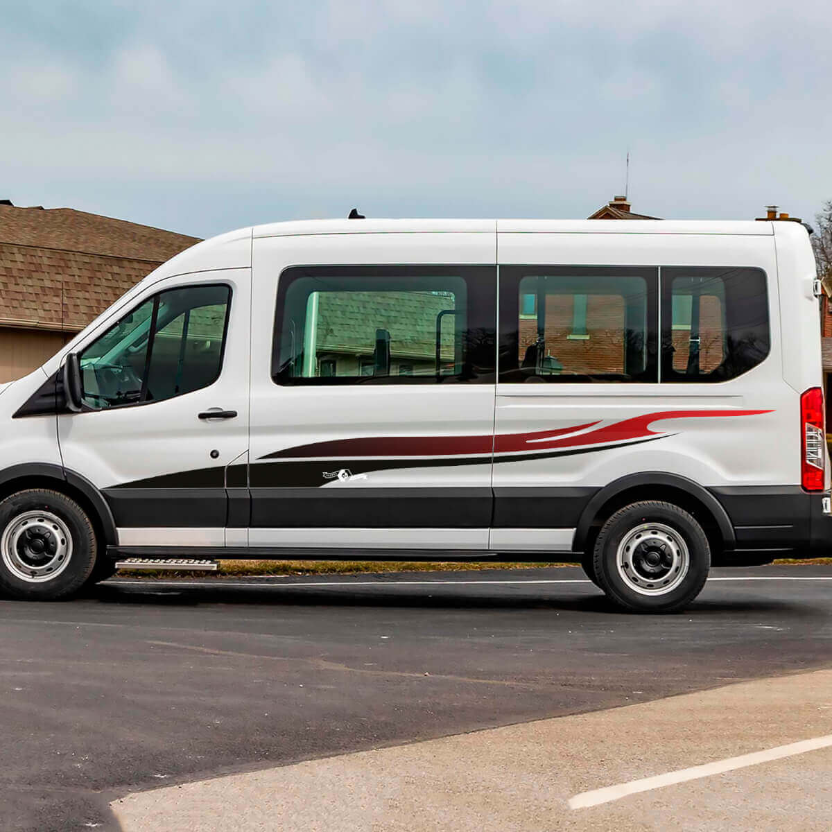 Vlamverloop Zijdeur Strepen Grafische Vinyl Sticker Decal voor Musclecar Transit