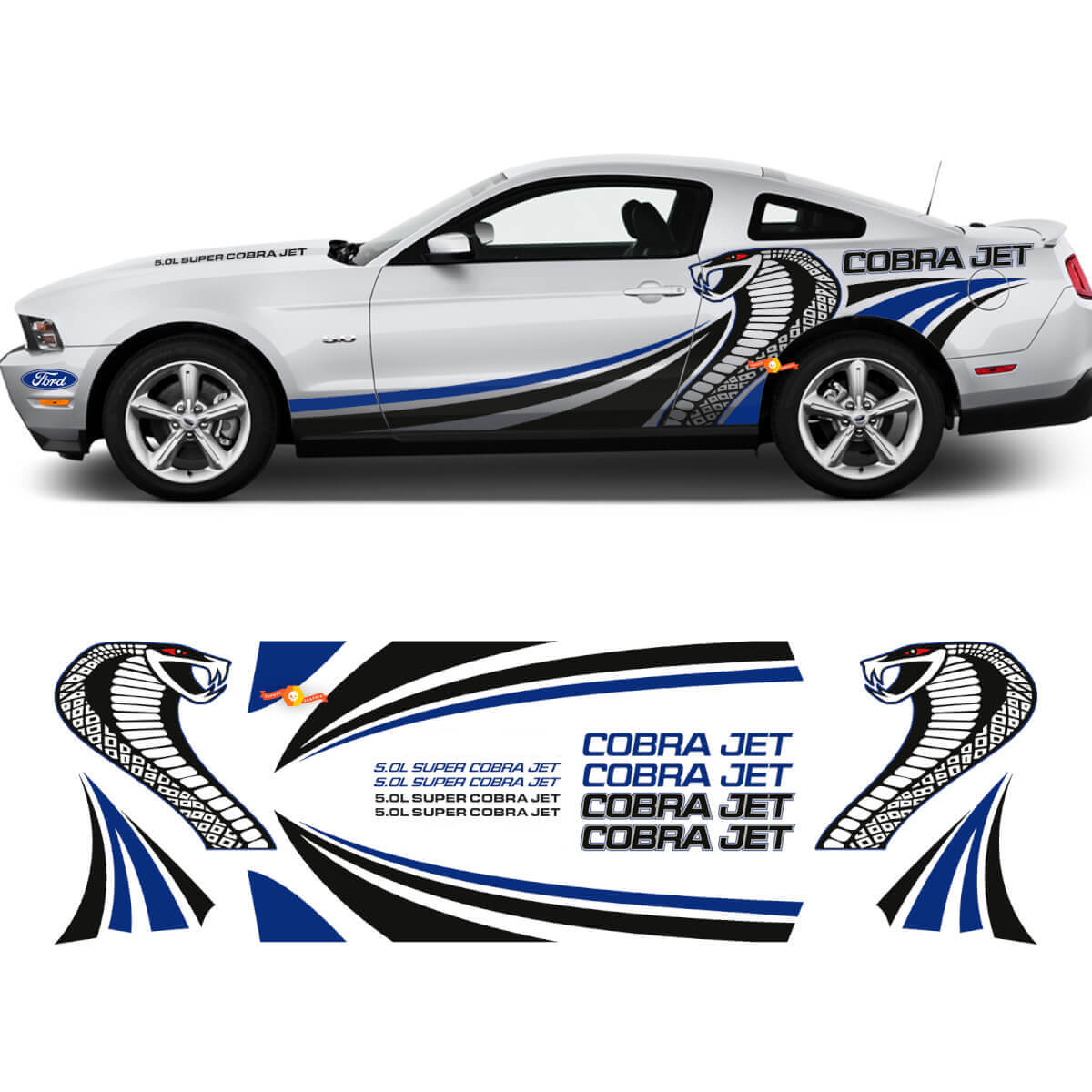 Cobra jet side grafische stickers stickers racekit voor Ford Mustang
