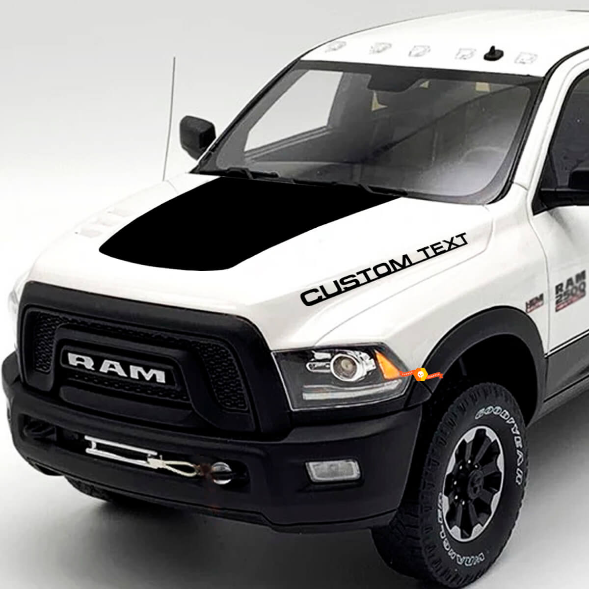 Blackout- en Custom Text Motorkap Vinylstickers Kit voor Dodge Ram 2500