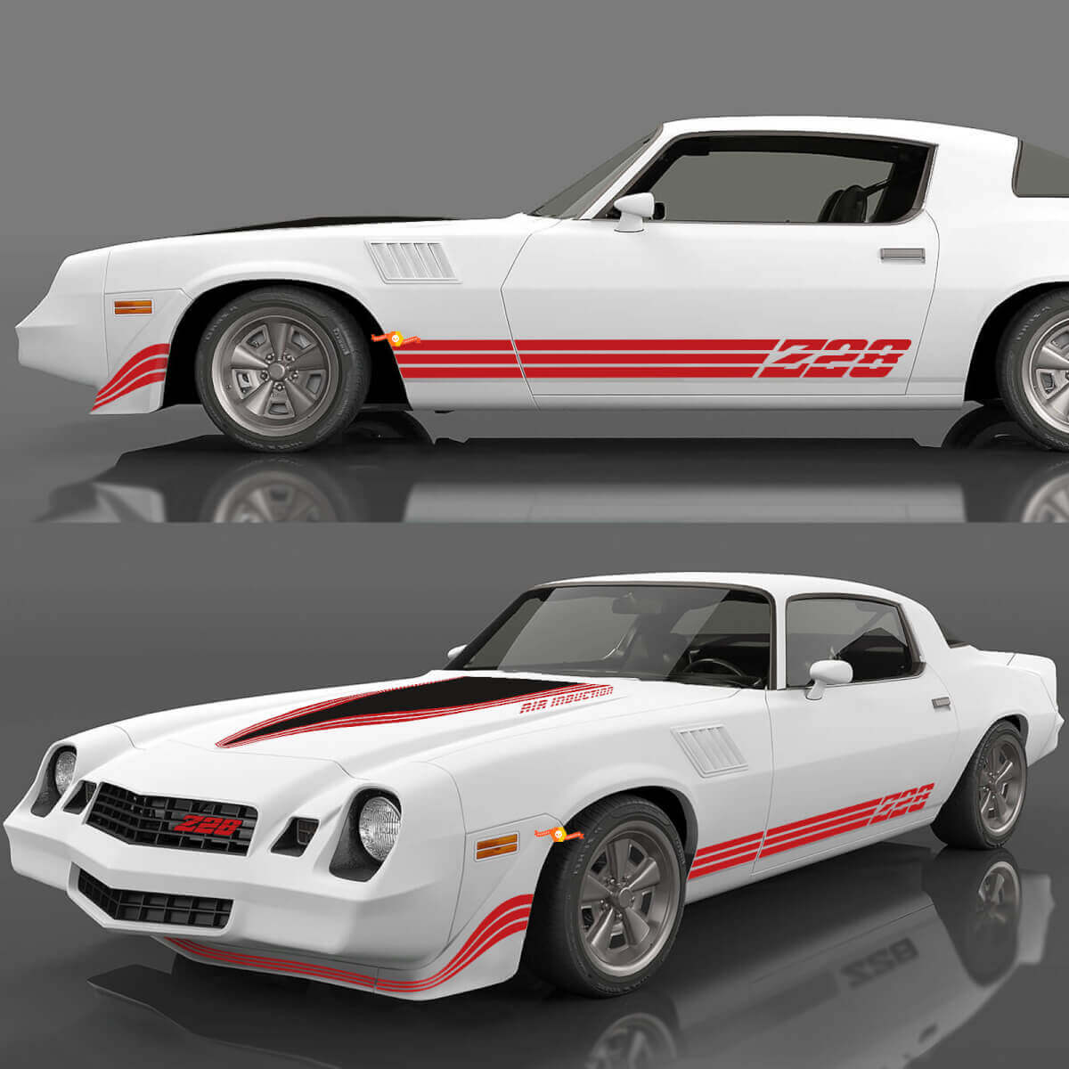 Retro Vintage Decals Sticker Stripes Kit voor 1980 1981 Chevrolet Camaro Z28
