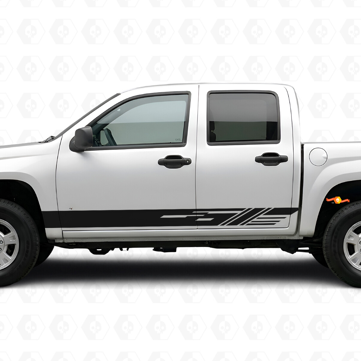 Diagonaal gesneden deur- & dorpelvinylstrepen voor Chevrolet Colorado 1e generatie 2004-2012