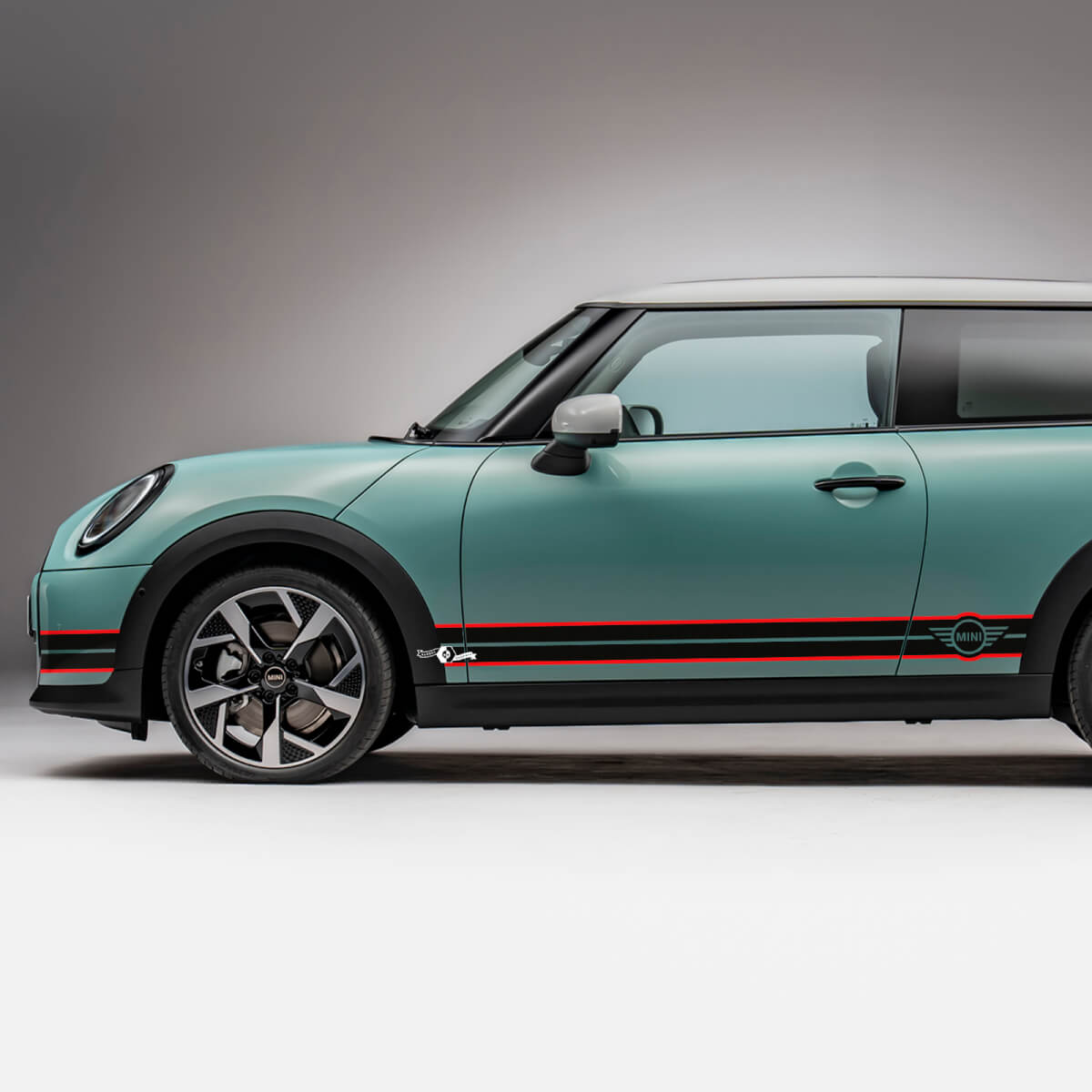 Zijracing 2 kleuren strepen grafische sticker voor mini cooper s
