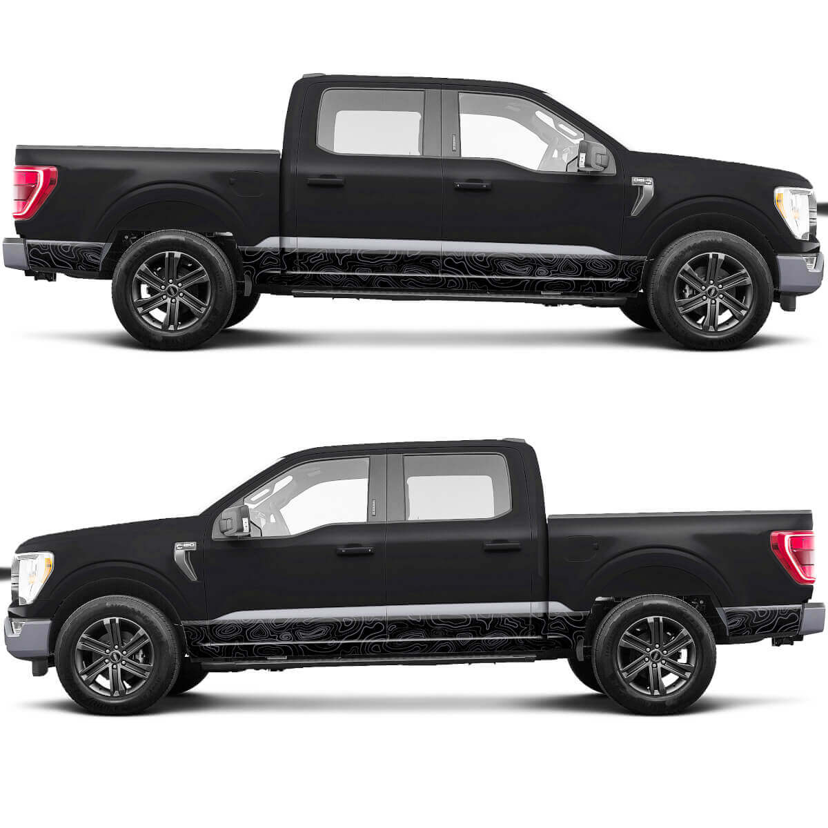 Side topografische grafische afbeeldingen vinylstickers sticker voor Ford F150 tremor
