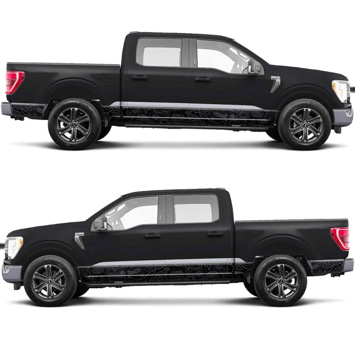 Side topografische grafische afbeeldingen vinylstickers sticker voor Ford F150 tremor
