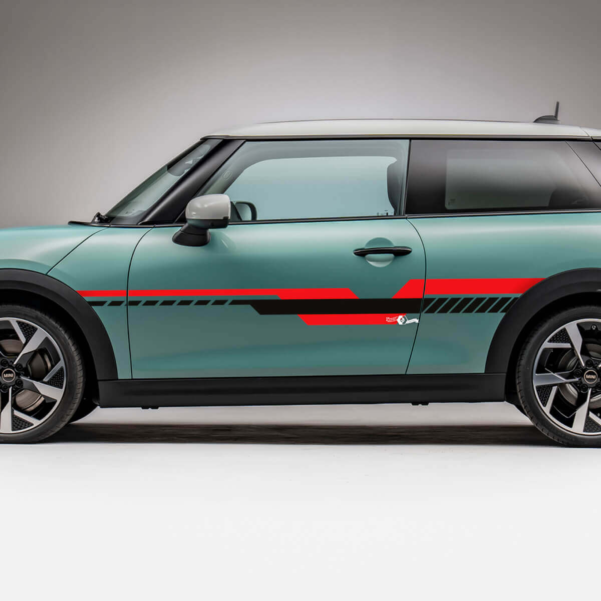 Zijrace 2 kleuren strepen graphics sticker voor Mini Cooper S 3
