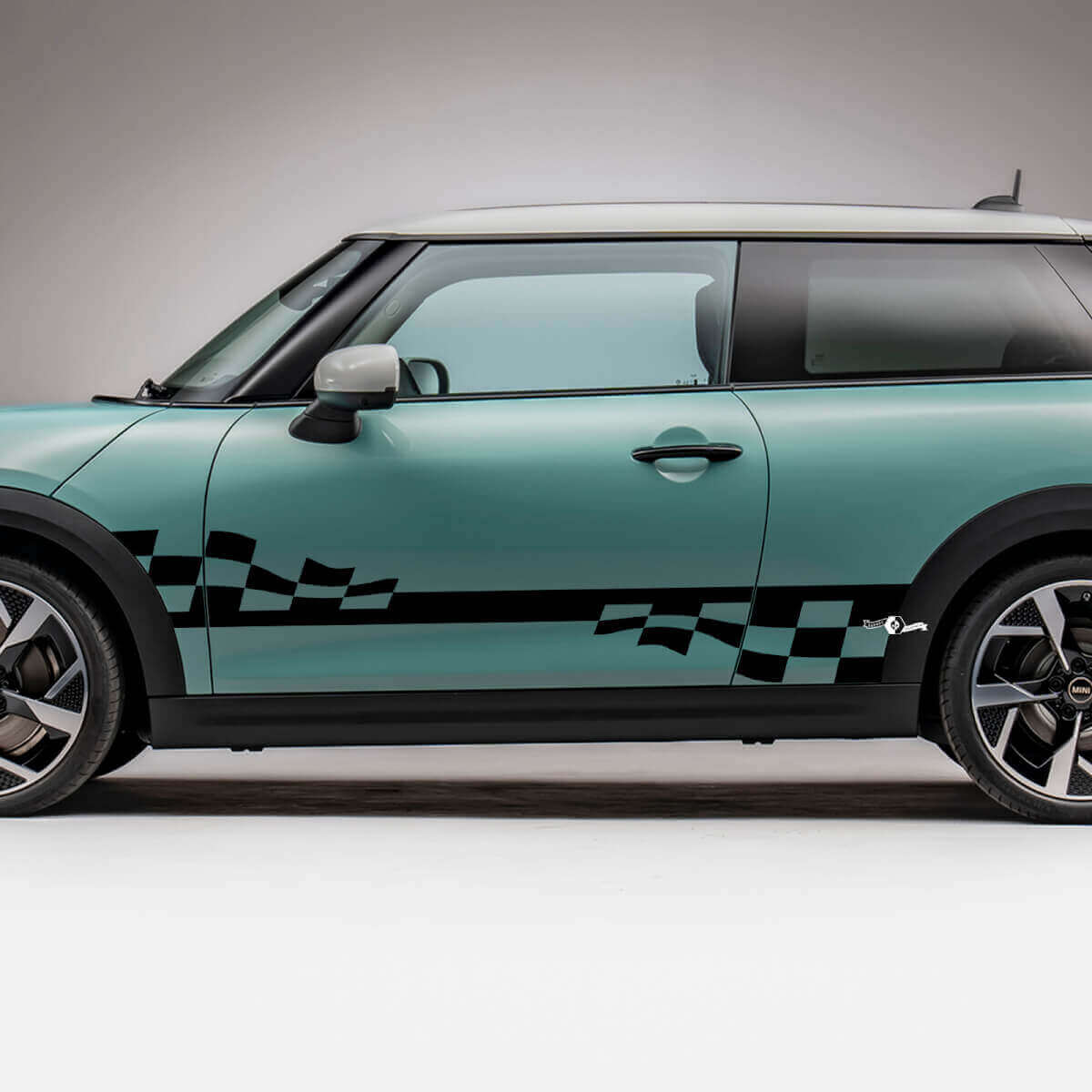 Vlagzijde Racegeruit Strepen Grafische Decal Voor Mini Cooper S