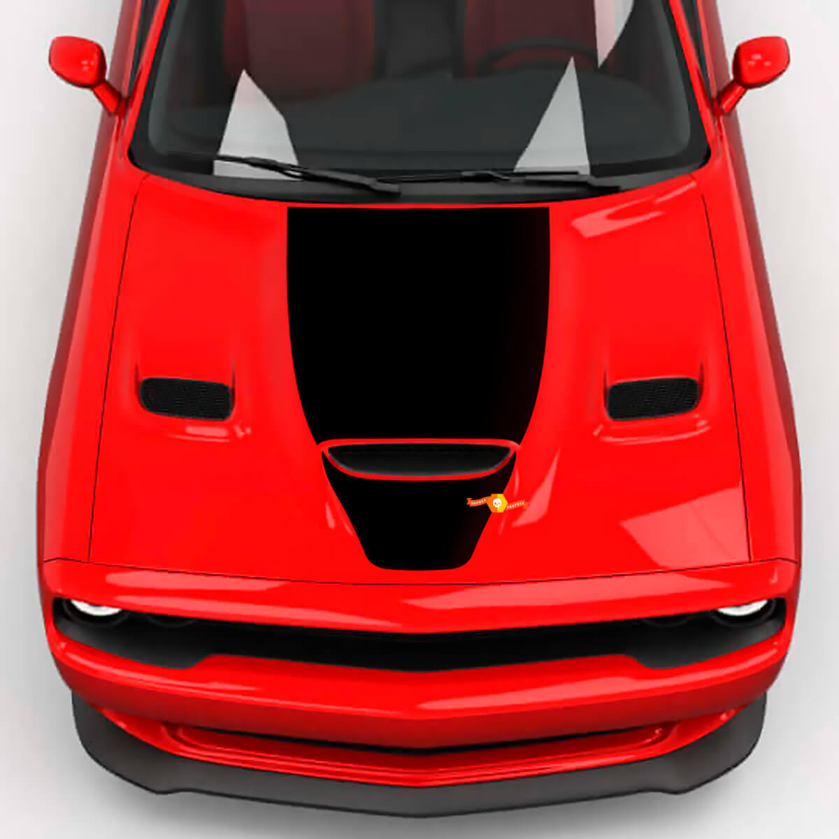 Hood Wrap Central Hemi Hood Blackout Vinyl Decal Sticker voor Dodge Challenger
