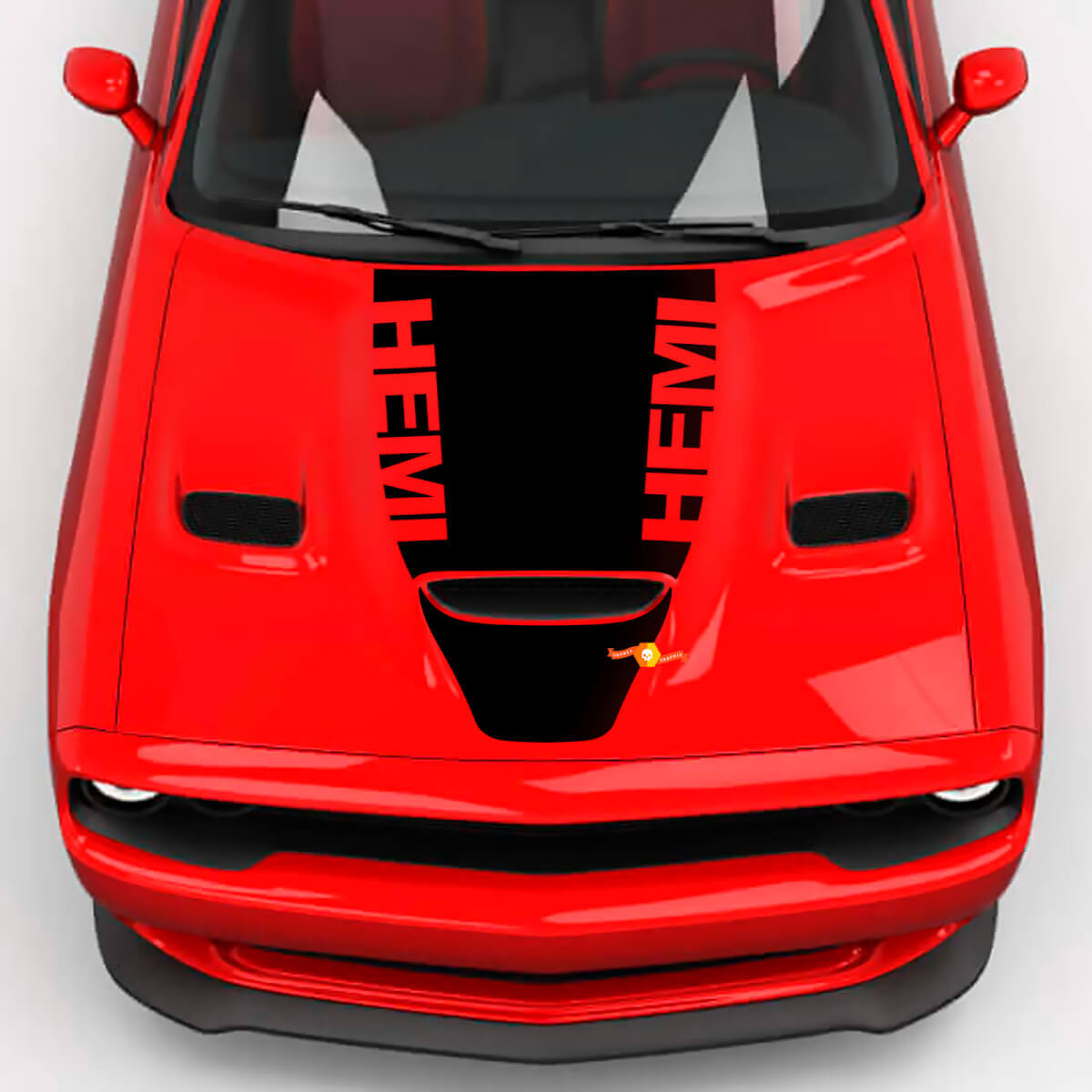 Hood Wrap Central Hemi Hood Blackout Vinyl Decal Sticker voor Dodge Challenger 2

