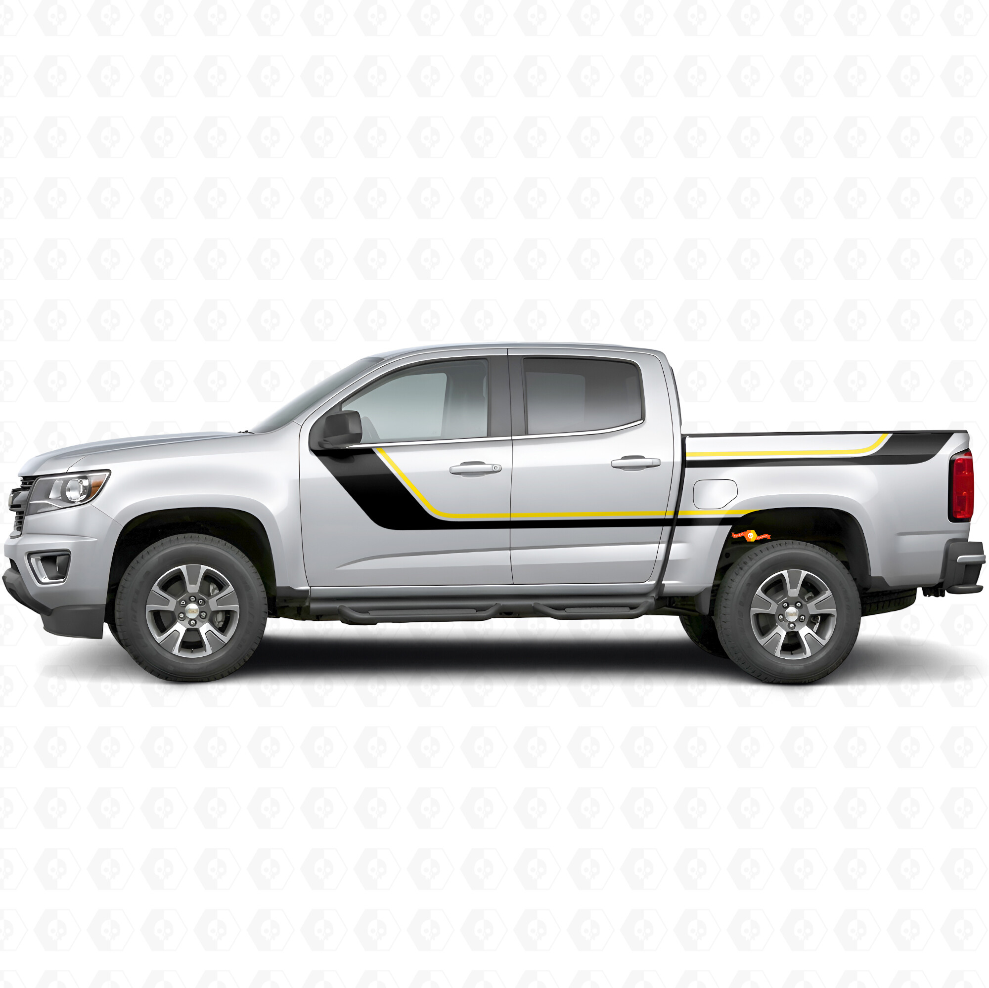 Vliegende Bovenste Accent Deur- & Bedside Vinyl Strepen voor Chevrolet Colorado 2e Generatie 2015-2022