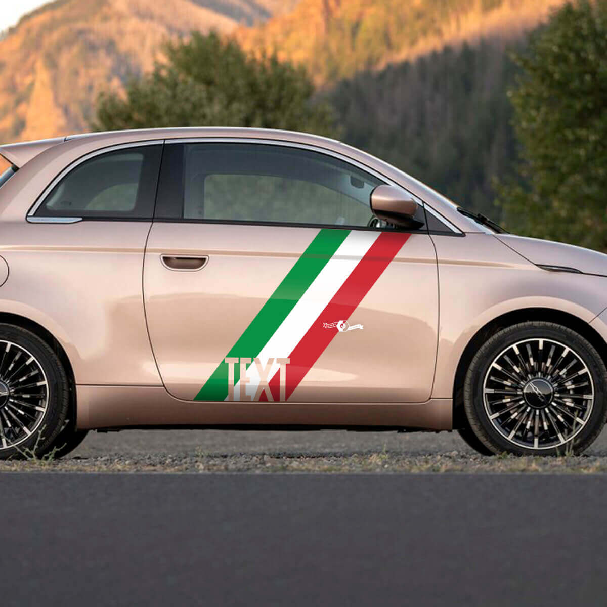 Aangepaste tekst Deurvlagstreep Decal zijgrafieken strepen voor Fiat 500