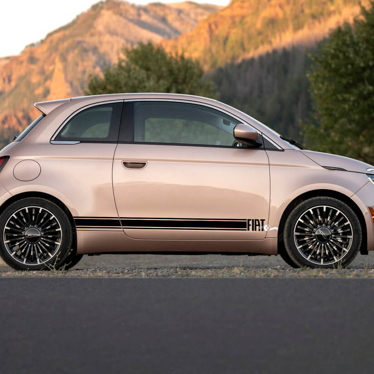 Rocker Panel Stripe Decal Side grafische strepen voor Fiat 500 2
