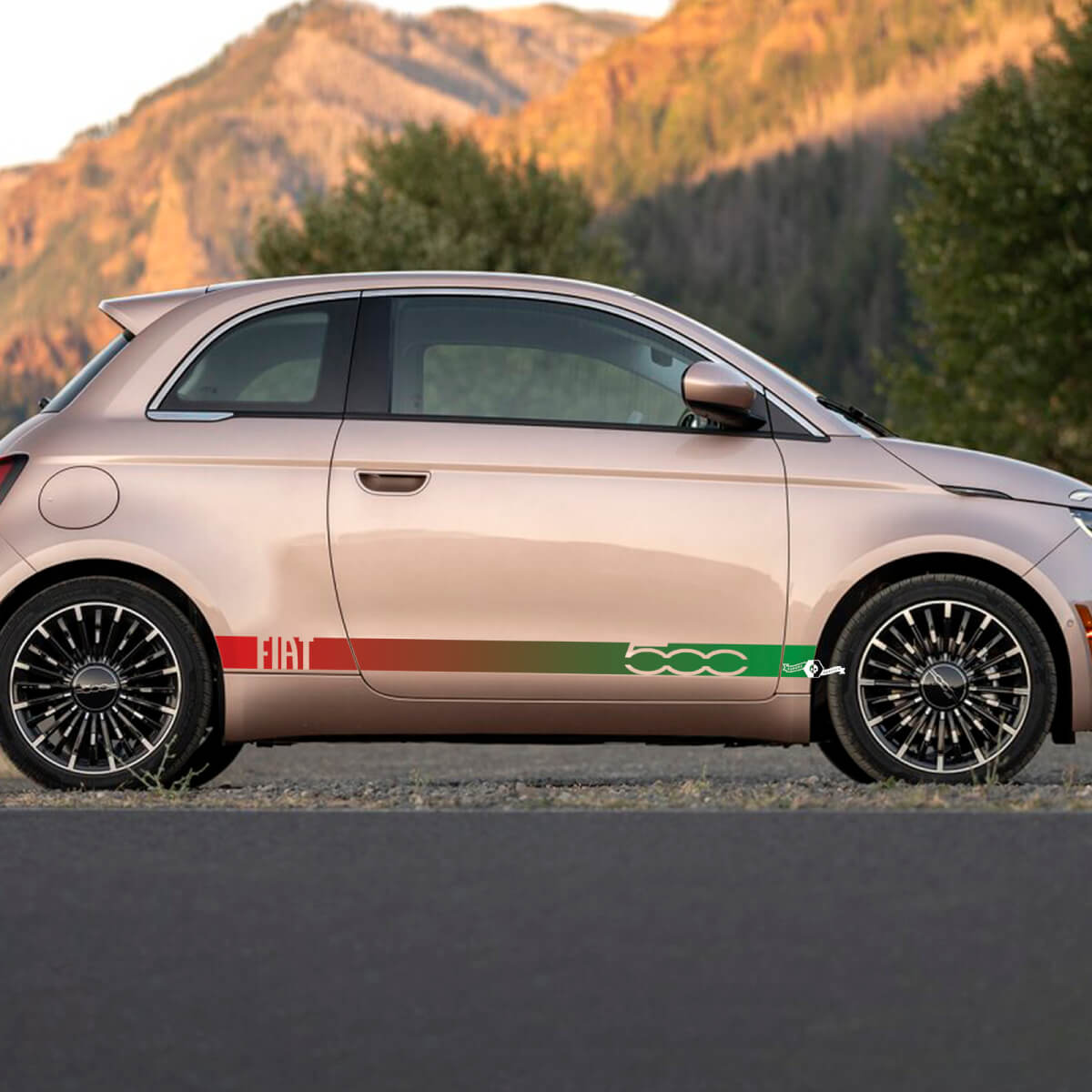 Rocker Panel Stripe Decal Side grafische strepen voor Fiat 500 3
