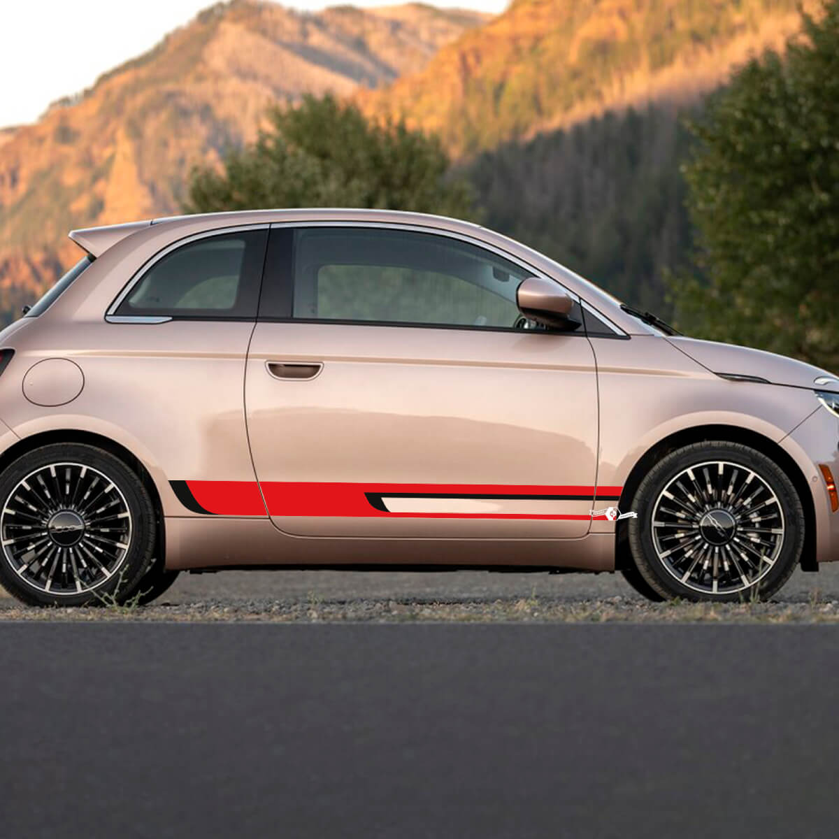 Rocker Paneel Twee kleuren streep Decal Side grafische strepen voor Fiat 500
