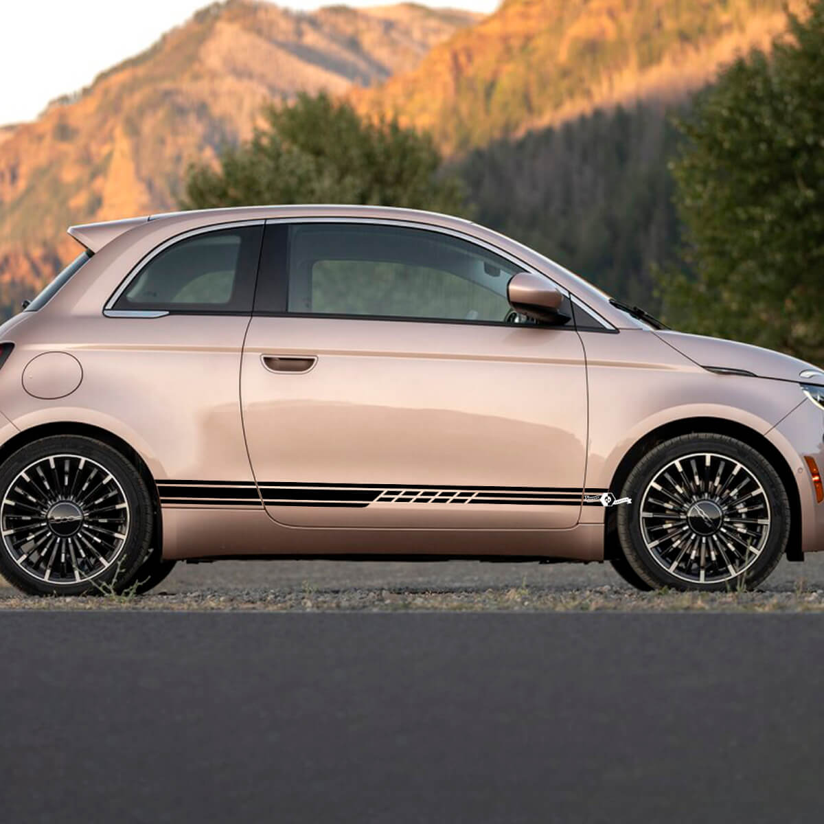 Rocker Panel Stripe Decal Side grafische strepen voor Fiat 500 4
