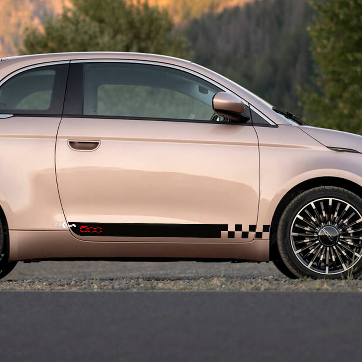 Rocker Panel Stripe Decal Side grafische strepen voor Fiat 500 5
