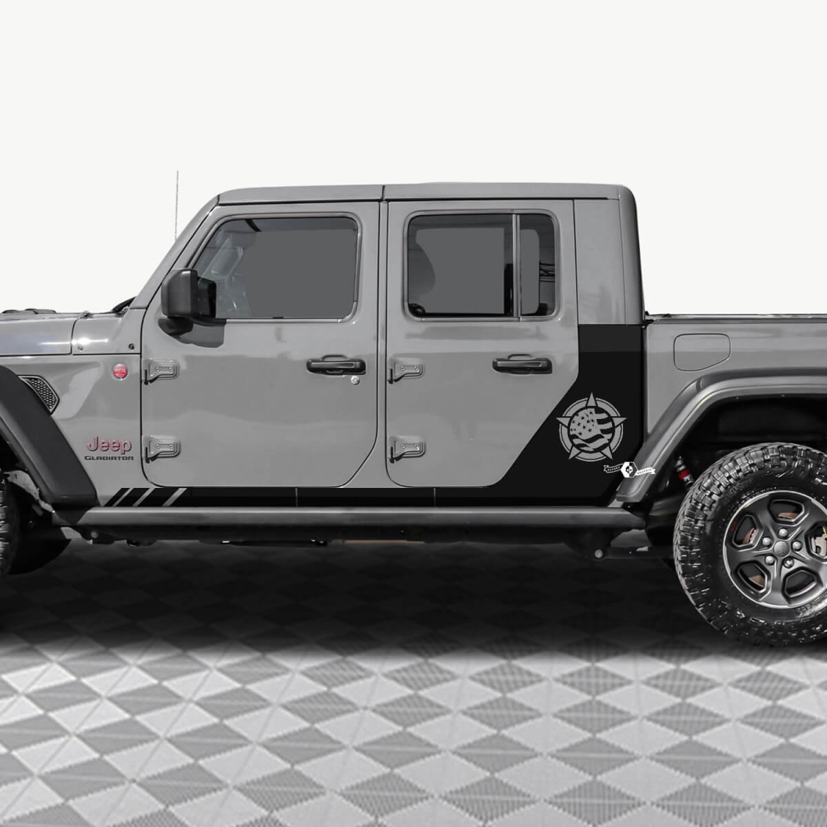 MILITAIRE STAR US VLAG ACHTER ZIJ Deuren Vinyl Decal Sticker Fit Jeep Gladiator
