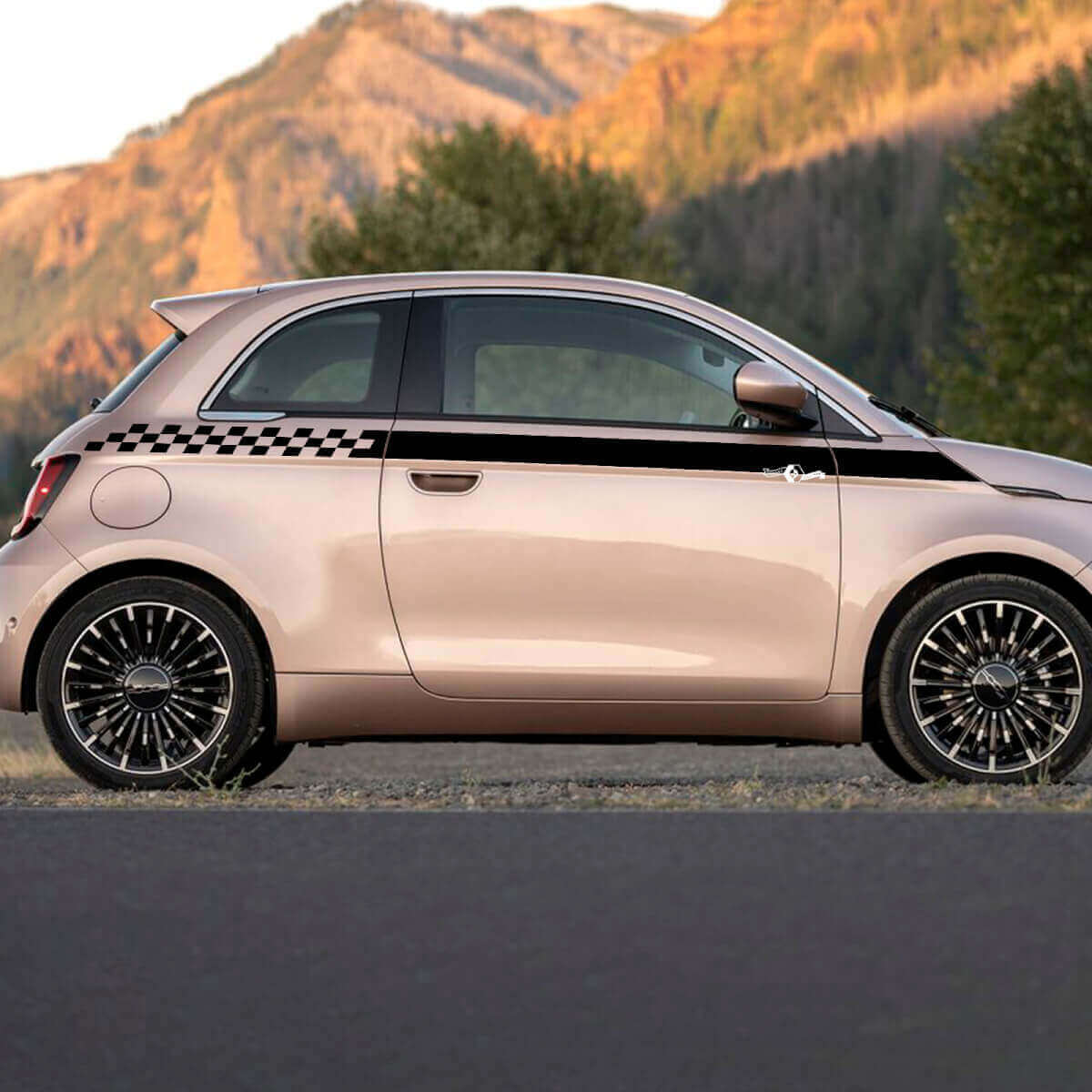 Rocker paneel geruite streep streeplijsten grafische strepen voor fiat 500
