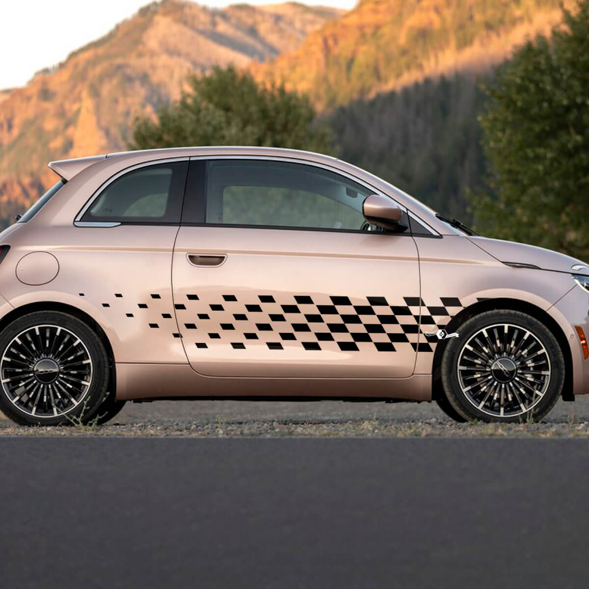 Rocker paneel geruite streep streeplijsten grafische strepen voor fiat 500
