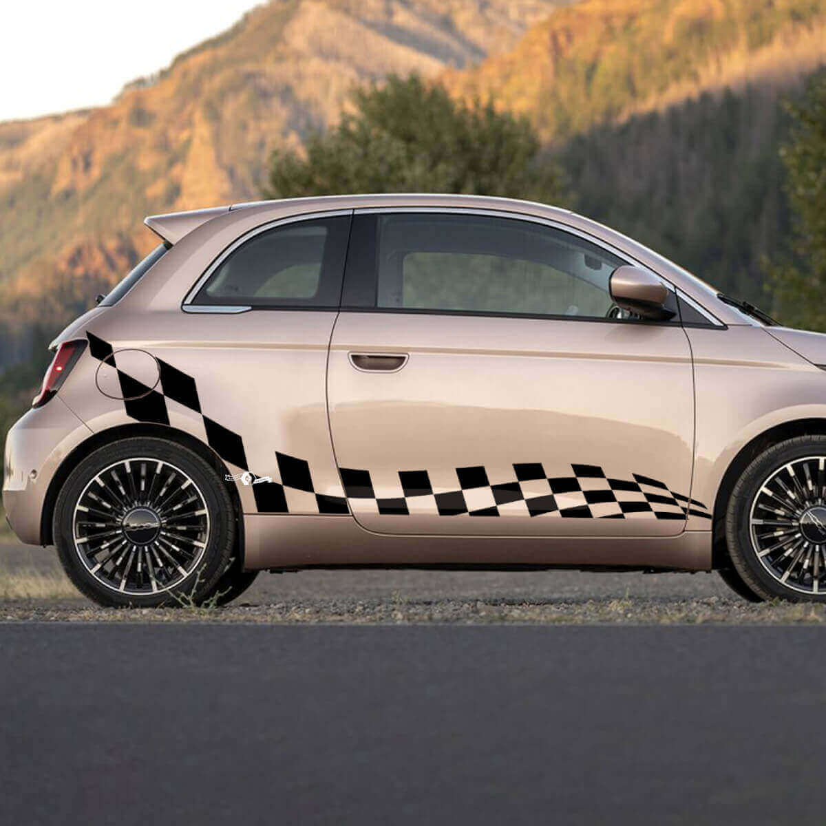 Deur vlaggen checkered decal zijgrafieken strepen 2 voor Fiat 500