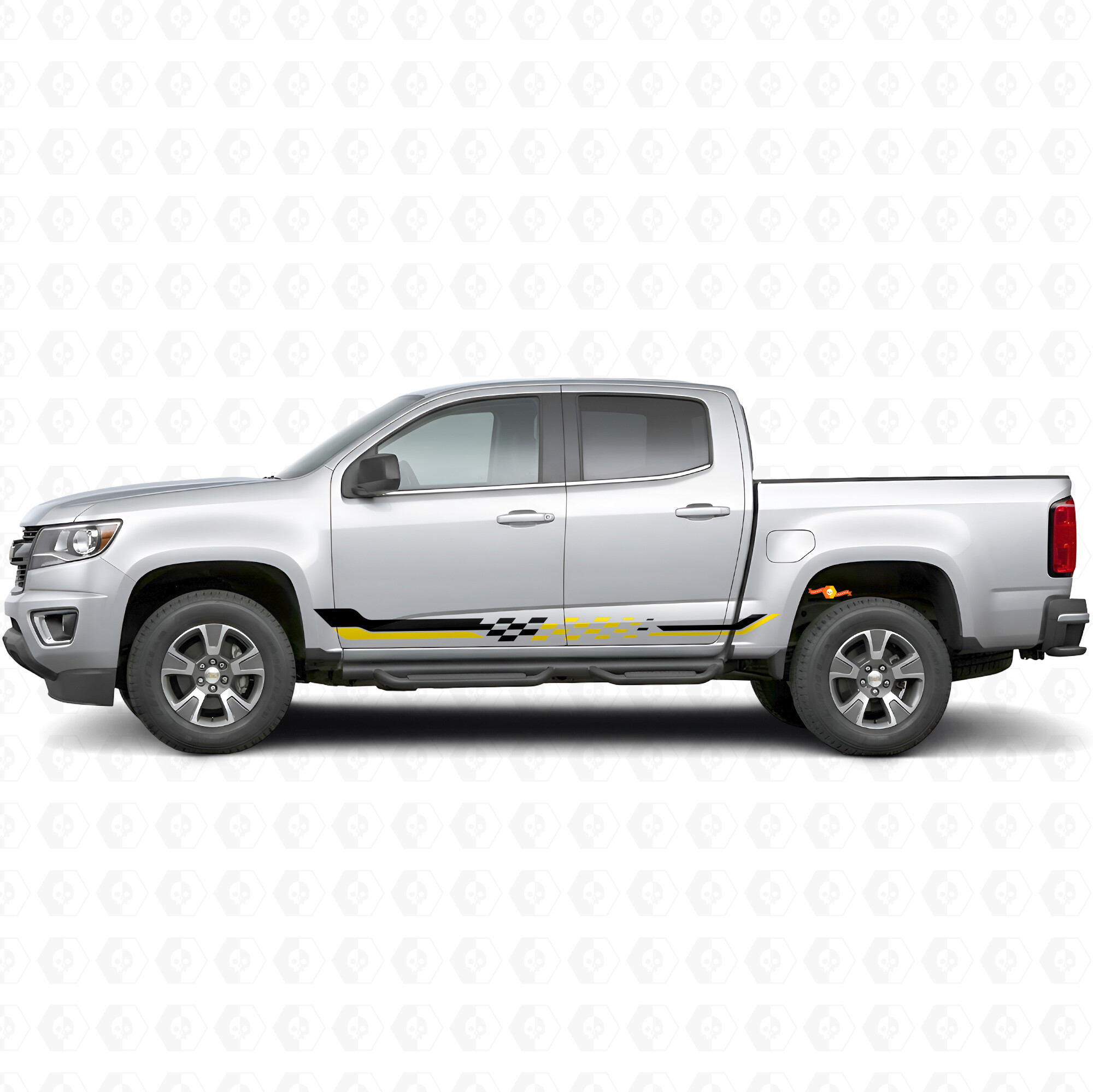 Geruite Race Deur- & Rockerpanel Vinyl Strepen voor Chevrolet Colorado 2e Generatie 2015-2022