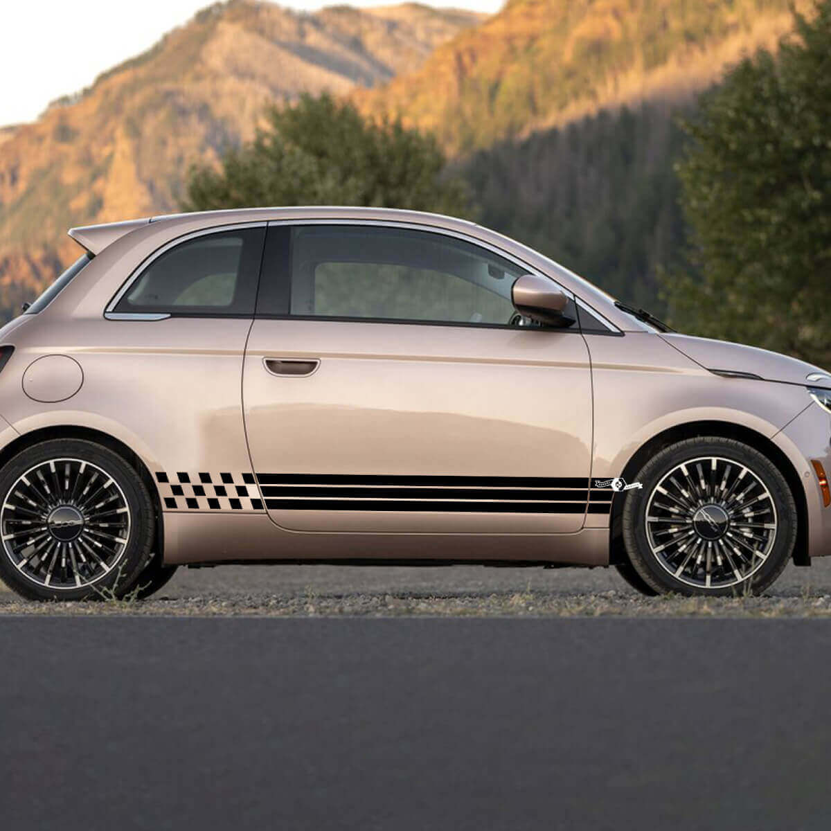 Rocker paneel geruite vlagdeuren sticking side grafische strepen voor fiat 500
