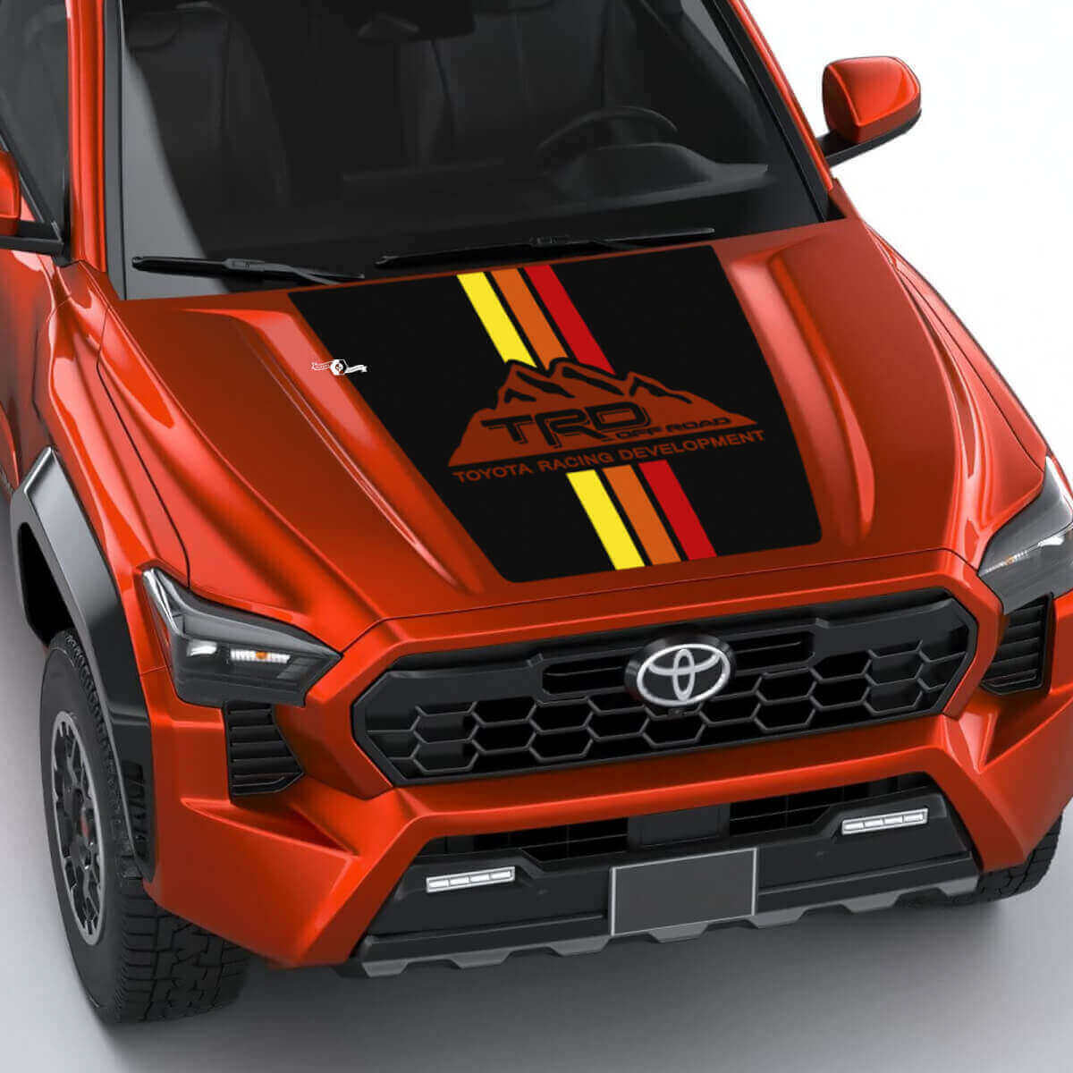 TRD Mountains Vintage Retro Strepen Motorkap Decal Sticker 2 voor Toyota Tacoma 4e Generatie