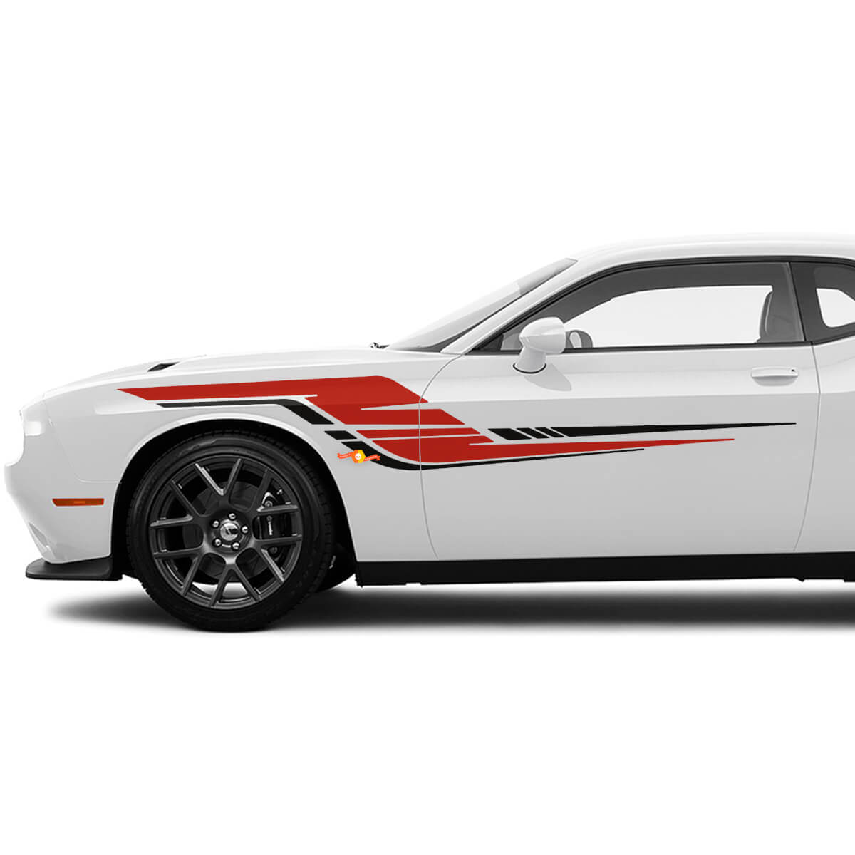Twee kleuren zijstrepen stickers stickers voor Dodge Challenger of Charger
